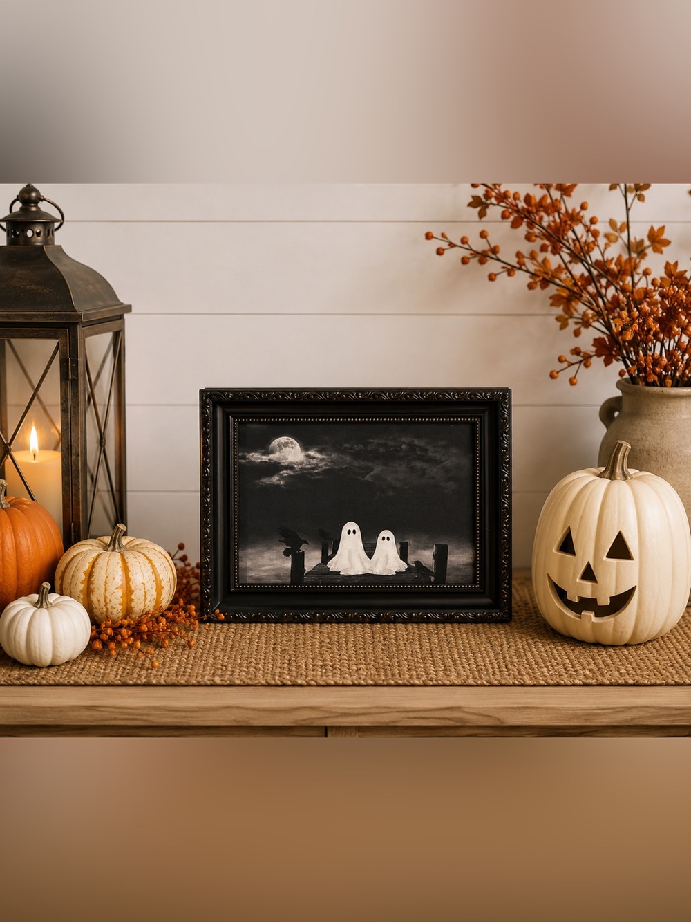 Halloween 2 Ghosts Framed Art.